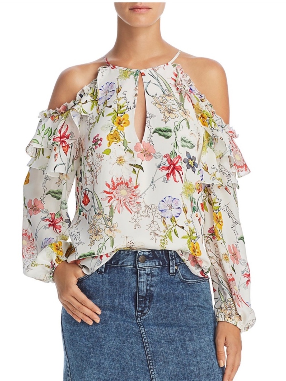 Parker cold shoulder 100% silk floral blouse - size small